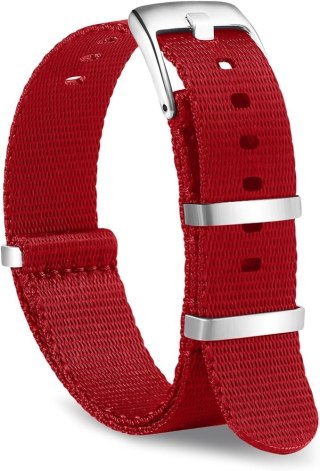 PASEK BRANSOLETA DO ZEGARKA CZERWONA UNIWERSALNA NYLON 22mm