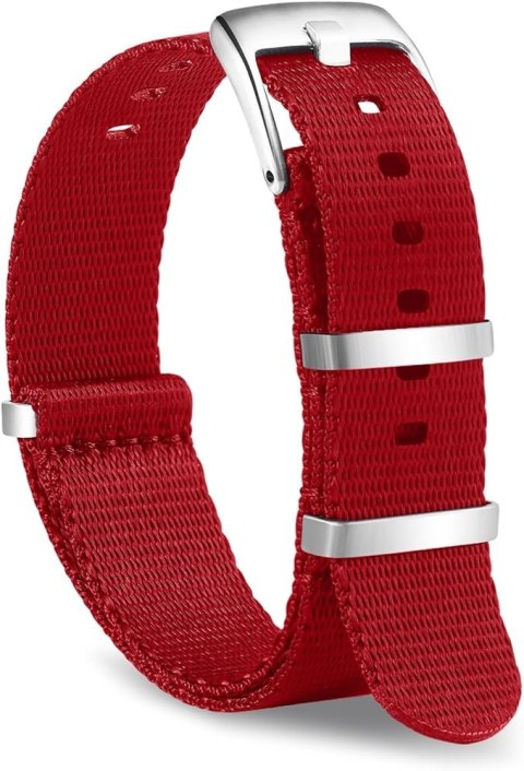 PASEK BRANSOLETA DO ZEGARKA CZERWONA UNIWERSALNA NYLON 22mm