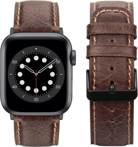 PASEK DO APPLE WATCH 1/2/3/4/5/6/7/8/9/10/SE 42/44/45 BRĄZOWA SKÓRA ETUI 42