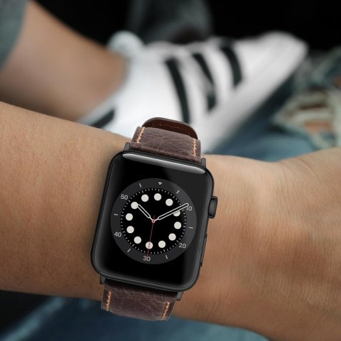 PASEK DO APPLE WATCH 1/2/3/4/5/6/7/8/9/10/SE 42/44/45 BRĄZOWA SKÓRA ETUI 42