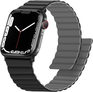 PASEK DO APPLE WATCH 1/2/3/4/5/6/7/8/9/10/SE 42/44/45 CZARNO-SZARY +ETUI