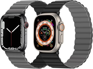 PASEK DO APPLE WATCH 1/2/3/4/5/6/7/8/9/10/SE 42/44/45 CZARNO-SZARY +ETUI