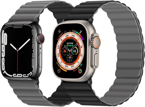 PASEK DO APPLE WATCH 1/2/3/4/5/6/7/8/9/10/SE 42/44/45 CZARNO-SZARY +ETUI
