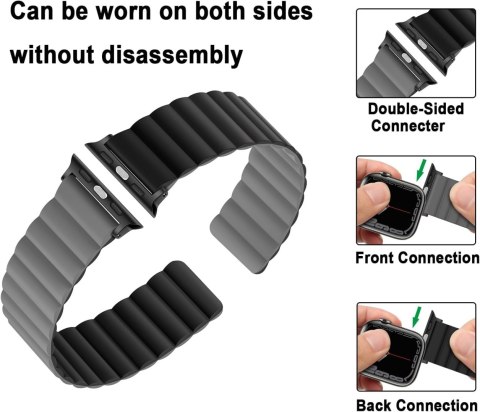 PASEK DO APPLE WATCH 1/2/3/4/5/6/7/8/9/10/SE 42/44/45 CZARNO-SZARY +ETUI