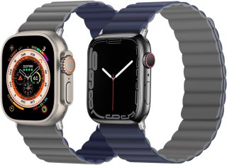 PASEK DO APPLE WATCH 1/2/3/4/5/6/7/8/9/10/SE 42/44/45 NIEBIESKO-SZARY +ETUI