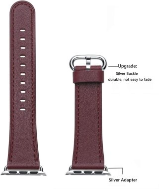 PASEK DO APPLE WATCH 1/2/3/4/5/6/7/8/9/10/SE 42/44/45/46mm BORDOWY SKÓRA