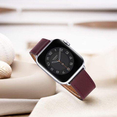 PASEK DO APPLE WATCH 1/2/3/4/5/6/7/8/9/10/SE 42/44/45/46mm BORDOWY SKÓRA PASEK DO APPLE WATCH 1/2/3/4/5/6/7/8/9/10/SE 42/44/45/46mm BORDOWY SKÓRA