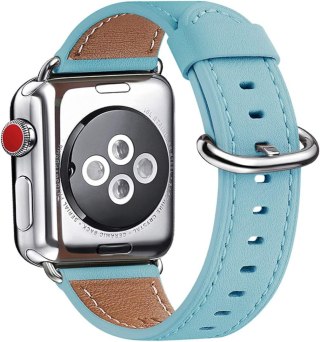 PASEK DO APPLE WATCH 1/2/3/4/5/6/7/8/9/10/SE 42/44/45/46mm NIEBIESKI SKÓRA