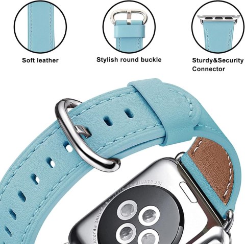 PASEK DO APPLE WATCH 1/2/3/4/5/6/7/8/9/10/SE 42/44/45/46mm NIEBIESKI SKÓRA PASEK DO APPLE WATCH 1/2/3/4/5/6/7/8/9/10/SE 42/44/45/46mm NIEBIESKI SKÓRA