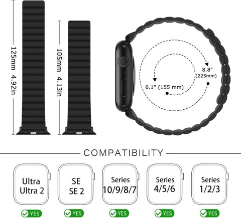 PASEK DO APPLE WATCH 4/5/6/7/8/9/10/SE/ULTRA 44/45/46/49mm CZARNY SILIKON