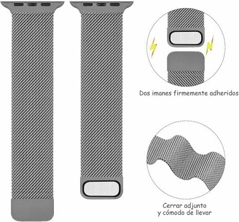 PASEK DO ZEGARKA APPLE WATCH 1/2/3/4/5/6/7/8/9/10/SE 42/44/45 CIEMNY SZARY