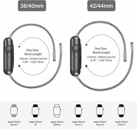 PASEK DO ZEGARKA APPLE WATCH 1/2/3/4/5/6/7/8/9/10/SE 42/44/45 CIEMNY SZARY