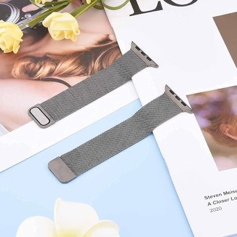 PASEK DO ZEGARKA APPLE WATCH 1/2/3/4/5/6/7/8/9/10/SE 42/44/45 CIEMNY SZARY