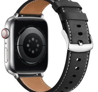 PASEK DO ZEGARKA APPLE WATCH 1/2/3/4/5/6/7/8/9/10/SE 42/44/45 CZARNY SKÓRA