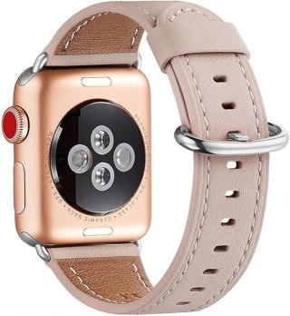 PASEK DO ZEGARKA APPLE WATCH 1/2/3/4/5/6/7/8/9/SE 38/40/41mm BEŻOWY SKÓRA