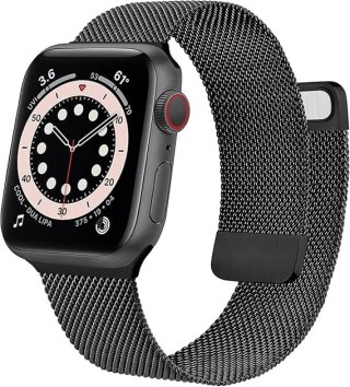 PASEK DO ZEGARKA APPLE WATCH 1/2/3/4/5/6/7/8/9/SE 38/40/41mm CZARNY STAL