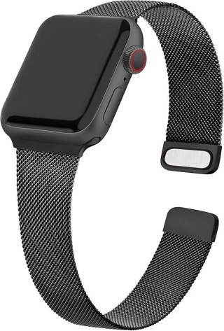 PASEK DO ZEGARKA APPLE WATCH 1/2/3/4/5/6/7/8/9/SE 38/40/41mm CZARNY STAL