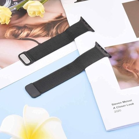 PASEK DO ZEGARKA APPLE WATCH 1/2/3/4/5/6/7/8/9/SE 38/40/41mm CZARNY STAL