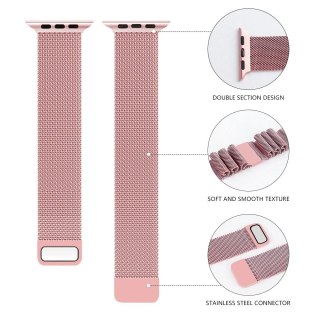 PASEK DO ZEGARKA APPLE WATCH 1/2/3/4/5/6/7/8/9/SE 38/40/41mm RÓŻOWY STAL
