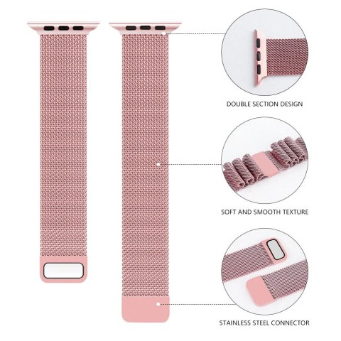 PASEK DO ZEGARKA APPLE WATCH 1/2/3/4/5/6/7/8/9/SE 38/40/41mm RÓŻOWY STAL PASEK DO ZEGARKA APPLE WATCH 1/2/3/4/5/6/7/8/9/SE 38/40/41mm RÓŻOWY STAL