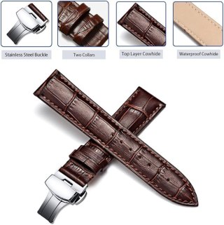 PASEK DO ZEGARKA BRĄZOWY SKÓRA CIELĘCA UNIWERSALNY 18mm ELEGANCKI