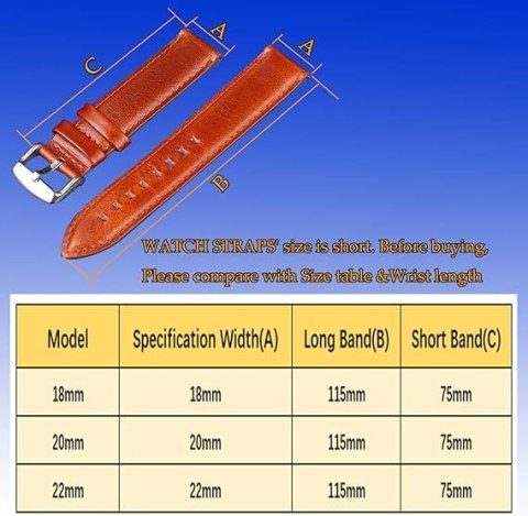 PASEK DO ZEGARKA BRĄZOWY SKÓRA CIELĘCA UNIWERSALNY SREBRNA KLAMRA 18mm PASEK DO ZEGARKA BRĄZOWY SKÓRA CIELĘCA UNIWERSALNY SREBRNA KLAMRA 18mm