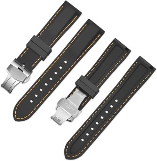 PASEK DO ZEGARKA CZARNY SILIKON UNIWERSALNY WODOODPORNY SREBRNA KLAMRA 16mm