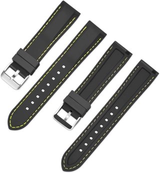 PASEK DO ZEGARKA CZARNY SILIKON UNIWERSALNY WODOODPORNY SREBRNA KLAMRA 16mm