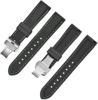 PASEK DO ZEGARKA CZARNY SILIKON UNIWERSALNY WODOODPORNY SREBRNA KLAMRA 18mm