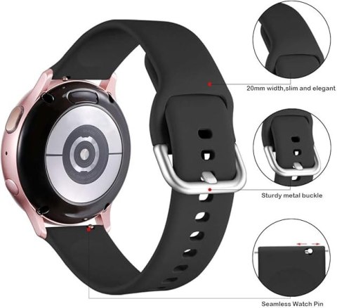 PASEK DO ZEGARKA CZARNY SILIKONOWY UNIWERSALNY SAMSUNG HUAWEI 20mm