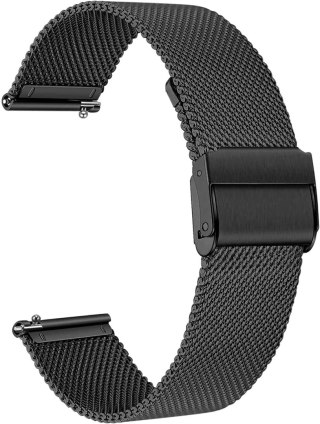 PASEK DO ZEGARKA CZARNY UNIWERSALNY STAL NIERDZEWNA ELEGANCKI 20mm