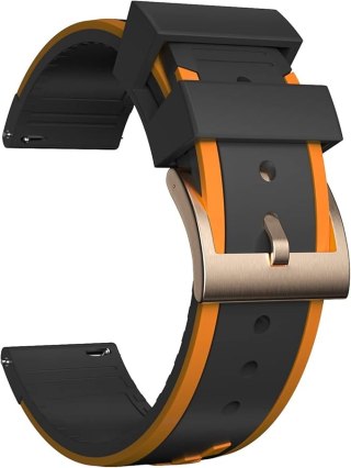 PASEK DO ZEGARKA CZARNY Z POMARAŃCZOWYM SILIKON UNIWERSALNY 20mm