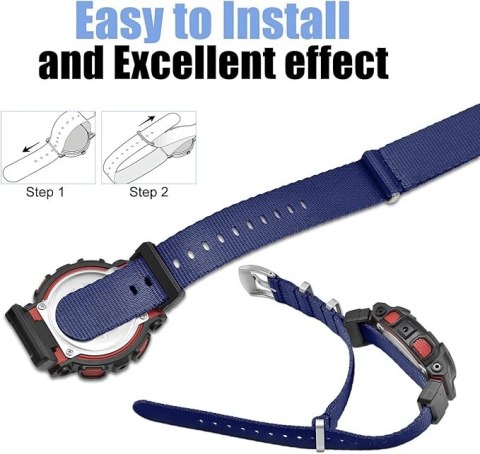 PASEK DO ZEGARKA Casio GShock G-8900 GA-100HP GD-100H NIEBIESKI NYLON PASEK DO ZEGARKA Casio GShock G-8900 GA-100HP GD-100H NIEBIESKI NYLON
