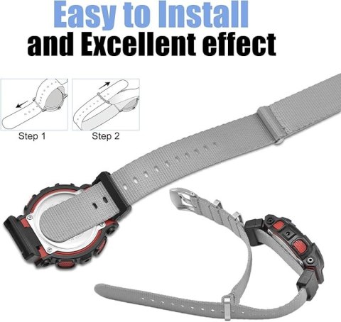 PASEK DO ZEGARKA Casio GShock G-8900 GA-100HP GD-100H SZARY NYLON PASEK DO ZEGARKA Casio GShock G-8900 GA-100HP GD-100H SZARY NYLON