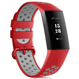 PASEK DO ZEGARKA FITBIT Charge 3/4 CZERWONO-SZARY SILIKON WODOODPORNY