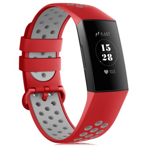 PASEK DO ZEGARKA FITBIT Charge 3/4 CZERWONO-SZARY SILIKON WODOODPORNY PASEK DO ZEGARKA FITBIT Charge 3/4 CZERWONO-SZARY SILIKON WODOODPORNY