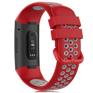 PASEK DO ZEGARKA FITBIT Charge 3/4 CZERWONO-SZARY SILIKON WODOODPORNY