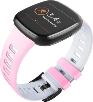 PASEK DO ZEGARKA Fitbit Versa 3/Sense RÓŻOWO-BIAŁY SILIKONOWY WODOODPORNY