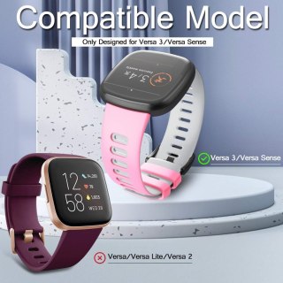 PASEK DO ZEGARKA Fitbit Versa 3/Sense RÓŻOWO-BIAŁY SILIKONOWY WODOODPORNY