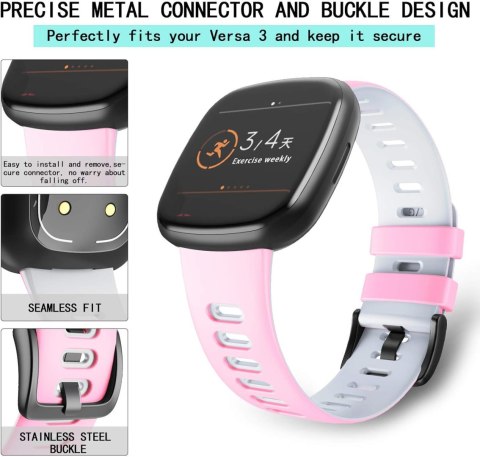 PASEK DO ZEGARKA Fitbit Versa 3/Sense RÓŻOWO-BIAŁY SILIKONOWY WODOODPORNY PASEK DO ZEGARKA Fitbit Versa 3/Sense RÓŻOWO-BIAŁY SILIKONOWY WODOODPORNY