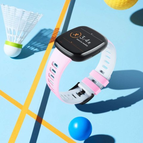 PASEK DO ZEGARKA Fitbit Versa 3/Sense RÓŻOWO-BIAŁY SILIKONOWY WODOODPORNY PASEK DO ZEGARKA Fitbit Versa 3/Sense RÓŻOWO-BIAŁY SILIKONOWY WODOODPORNY