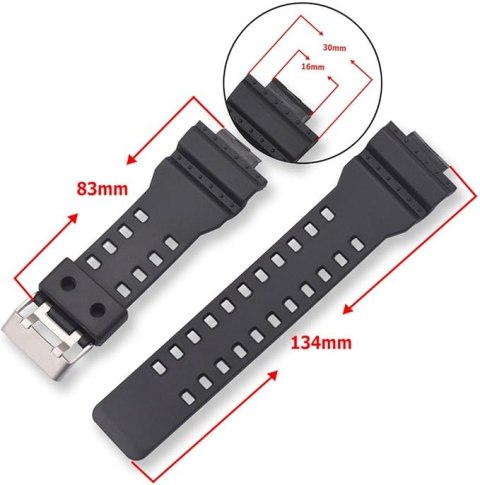 PASEK DO ZEGARKA G-Shock GD120/GA-100/GA-110/GA-100C CZARNY SREBRNA KLAMRA