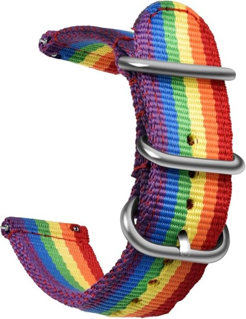 PASEK DO ZEGARKA KOLOROWY TĘCZA NYLON UNIWERSALNY SREBRNA KLAMRA 22mm PASEK DO ZEGARKA KOLOROWY TĘCZA NYLON UNIWERSALNY SREBRNA KLAMRA 22mm