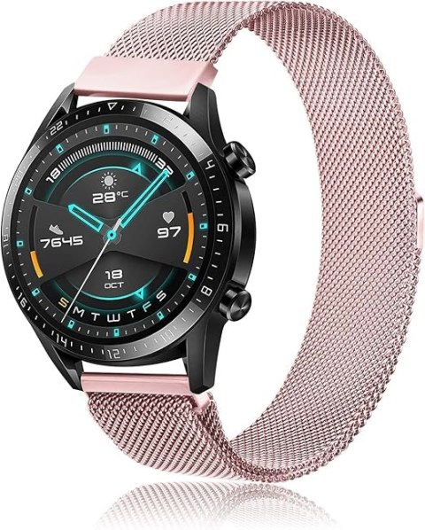 PASEK DO ZEGARKA RÓŻOWY STAL SIATKA UNIWERSALNY SAMSUNG HUAWEI 22mm PASEK DO ZEGARKA RÓŻOWY STAL SIATKA UNIWERSALNY SAMSUNG HUAWEI 22mm