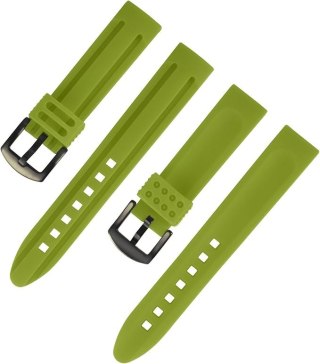 PASEK DO ZEGARKA ZIELONY SILIKON UNIWERSALNY WODOODPORNY CZARNA KLAMRA 20mm