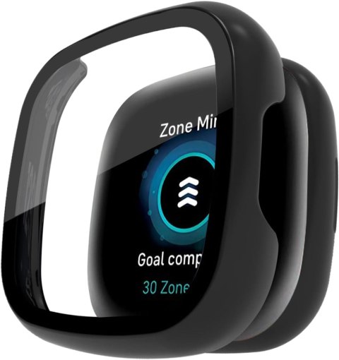 2x ETUI FITBIT VERSA 4 CZARNA RAMKA WYTRZYMAŁE OCHRONNA EKRANU SOLIDNE