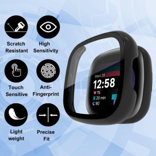 2x ETUI FITBIT VERSA 4 CZARNA RAMKA WYTRZYMAŁE OCHRONNA EKRANU SOLIDNE