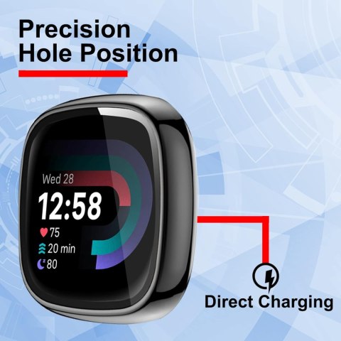 2x ETUI FITBIT VERSA 4 CZARNA RAMKA WYTRZYMAŁE OCHRONNA EKRANU SOLIDNE