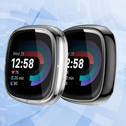 2x ETUI FITBIT VERSA 4 CZARNA RAMKA WYTRZYMAŁE OCHRONNA EKRANU SOLIDNE