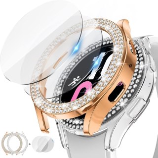 2x ETUI SAMSUNG GALAXY WATCH 5/4 40mm SRERBNE I ZŁOTE BŁYSZCZĄCE 2x SZKŁO